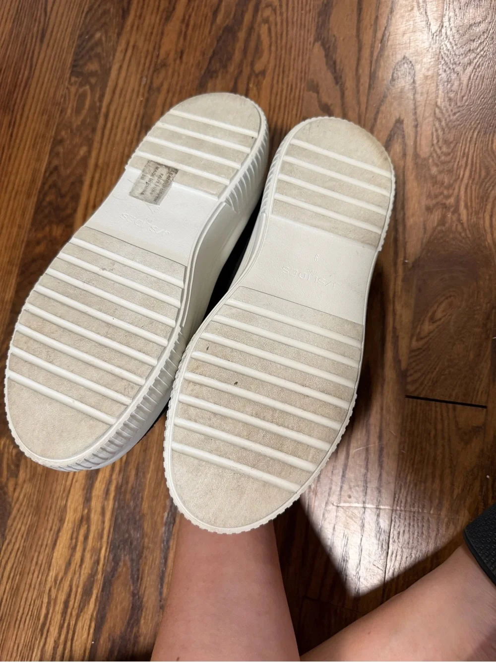 J Slides Black Suede Platform Slip-On with Cream Lining